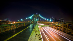 Bridge long exposure wet rain lights cityscape building