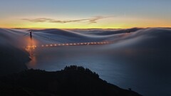 Bridge mist Sea lights golden gate bridge USA