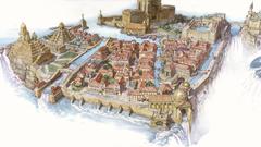 Bridges artwork waterfalls cities