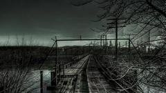 Bridges railroad tracks monochrome