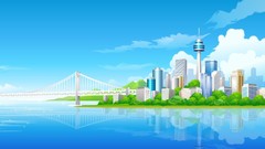 Bridges reflections rivers vectors city skyline