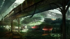 Bridges urban science fiction cityscapes artwork digital art 