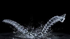 broken digital art render black background spine glass cgi