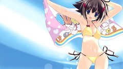 Brown anime girls blue eyes brunettes short hair bikini 