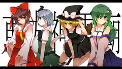 Brown anime girls konpaku youmu kochiya sanae hakurei reimu 