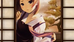 Brown anime girls short hair seifuku