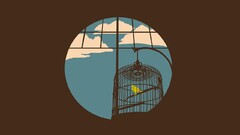 brown background Simple Background digital art Birds Birdcage
