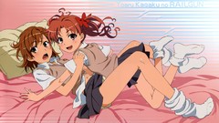 Brown blush anime girls seifuku misaka mikoto shirai kuroko 
