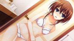 Brown blush anime girls short hair bra tomose shunsaku game cg 