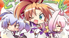 Brown Chibi pink hair long hair anime girls green eyes seifuku 