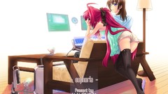 Brown Computers red eyes long hair anime girls blue eyes 