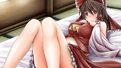Brown dress red eyes bows blush anime girls hakurei reimu 