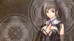 Brown dress Ribbons ornaments long hair brown eyes brunettes 