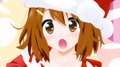 Brown eyes brunettes k - on open mouth hirasawa yui Santa outfit