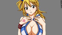 Brown eyes fairy tail lucy cleavage Simple Background hentai 
