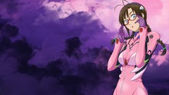 Brown glasses blue eyes braids neon genesis evangelion makinami 