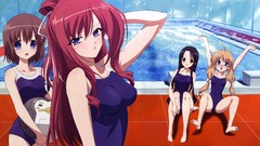 Brown glasses white hair blush long hair blue eyes brunettes 