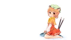 Brown hats red eyes anime girls short hair touhou animal ears 