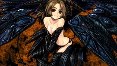 Brown horns red eyes gloves elbows anime girls halo kotoba 