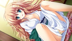 Brown long hair anime girls blue eyes game cg underwear panties