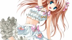 Brown long hair anime girls blue eyes yukiwo underwear panties 