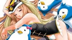 Brown long hair pink eyes anime girls mawaru penguindrum 