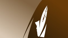 Brown Profile red eyes faces long hair anime girls brunettes 