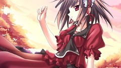 Brown red eyes anime girls short hair seifuku