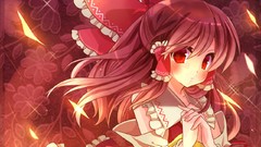 Brown red eyes long hair anime girls hakurei reimu touhou miko 