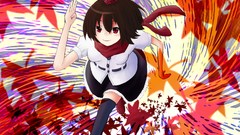 Brown red eyes scarfs touhou shameimaru aya video games tengu