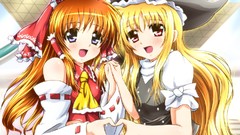 Brown red eyes turbo blush long hair anime girls touhou 