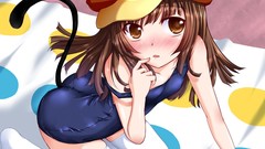 Brown series blush bakemonogatari bare shoulders nekomimi 