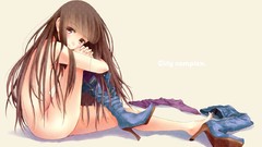 Brown socks barefoot anime girls boots nude