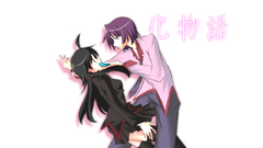 Brunettes bakemonogatari purple hair