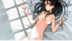 Brunettes beds bra stomach