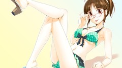 Brunettes bikini glasses brown