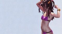 Brunettes bikini panties bra