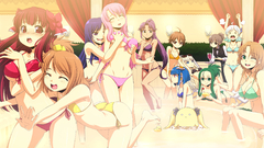 Brunettes bikini redheads purple