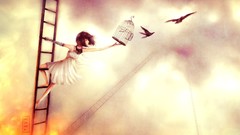 Brunettes Birds Animals cyborgs