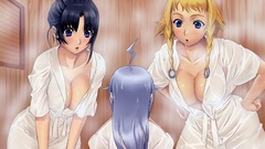 Brunettes blondes boobs blue