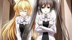 Brunettes blondes school uniforms