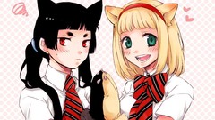 Brunettes blondes school uniforms