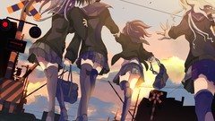 Brunettes blondes sunset clouds