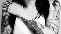 Brunettes blondes tattoos boobs