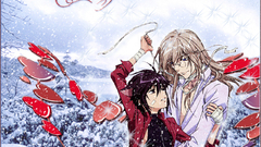 Brunettes blondes winter snow