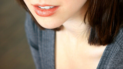 Brunettes blue eyes cleavage