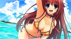 Brunettes boobs water clouds