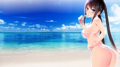 Brunettes boobs water clouds