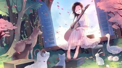 Brunettes cherry blossoms Trees