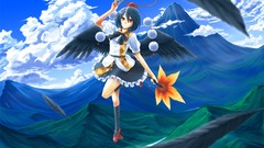 Brunettes clouds touhou wings